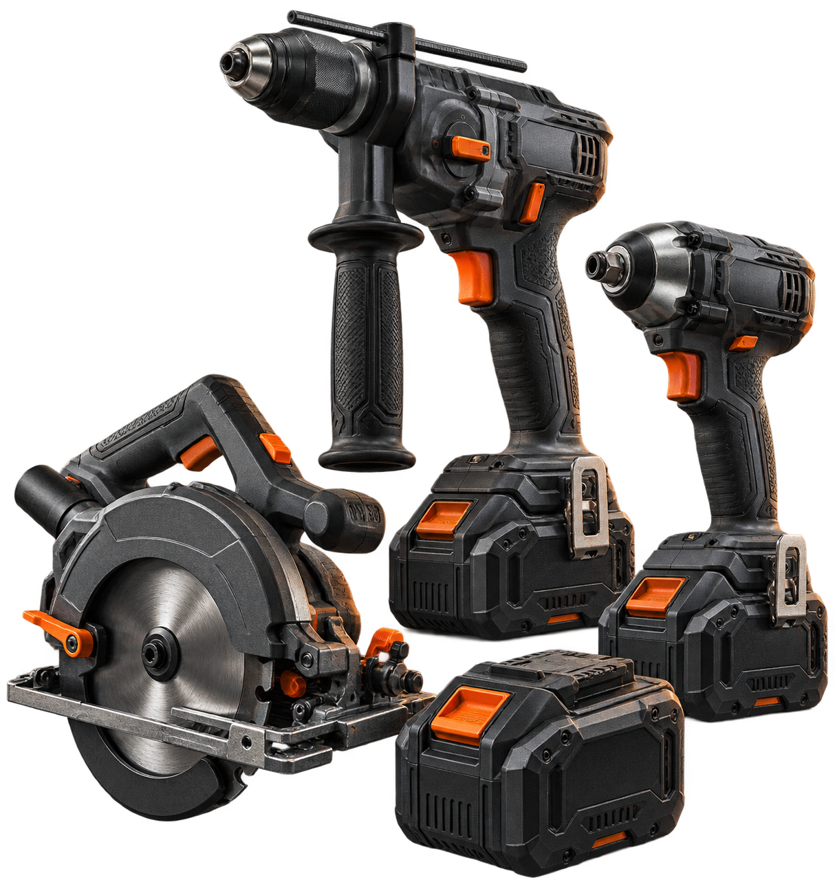 A coordinated set of Vantor cordless power tools
